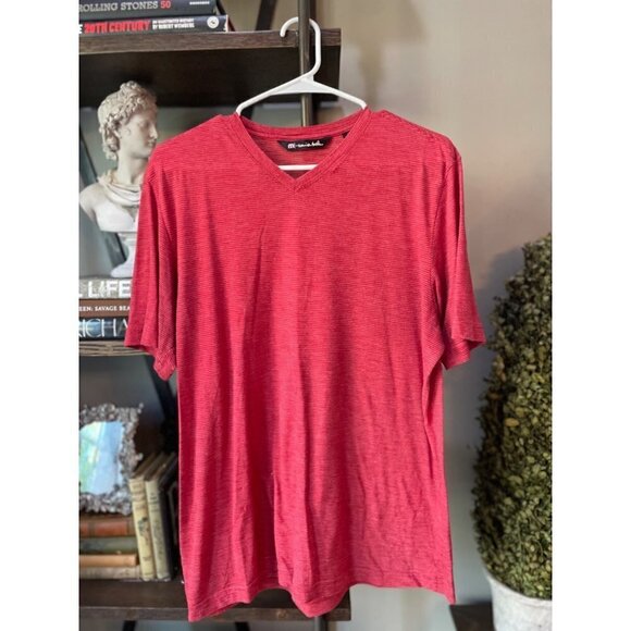 Travis Mathew Trumbull V-neck T-shirt Heather Red Mens Size Large - Picture 3 of 8